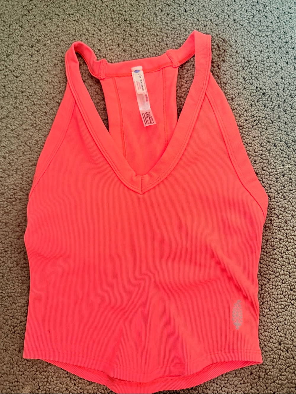 FP Movement by Free People Coral Ribbed V-Neck Tank Top